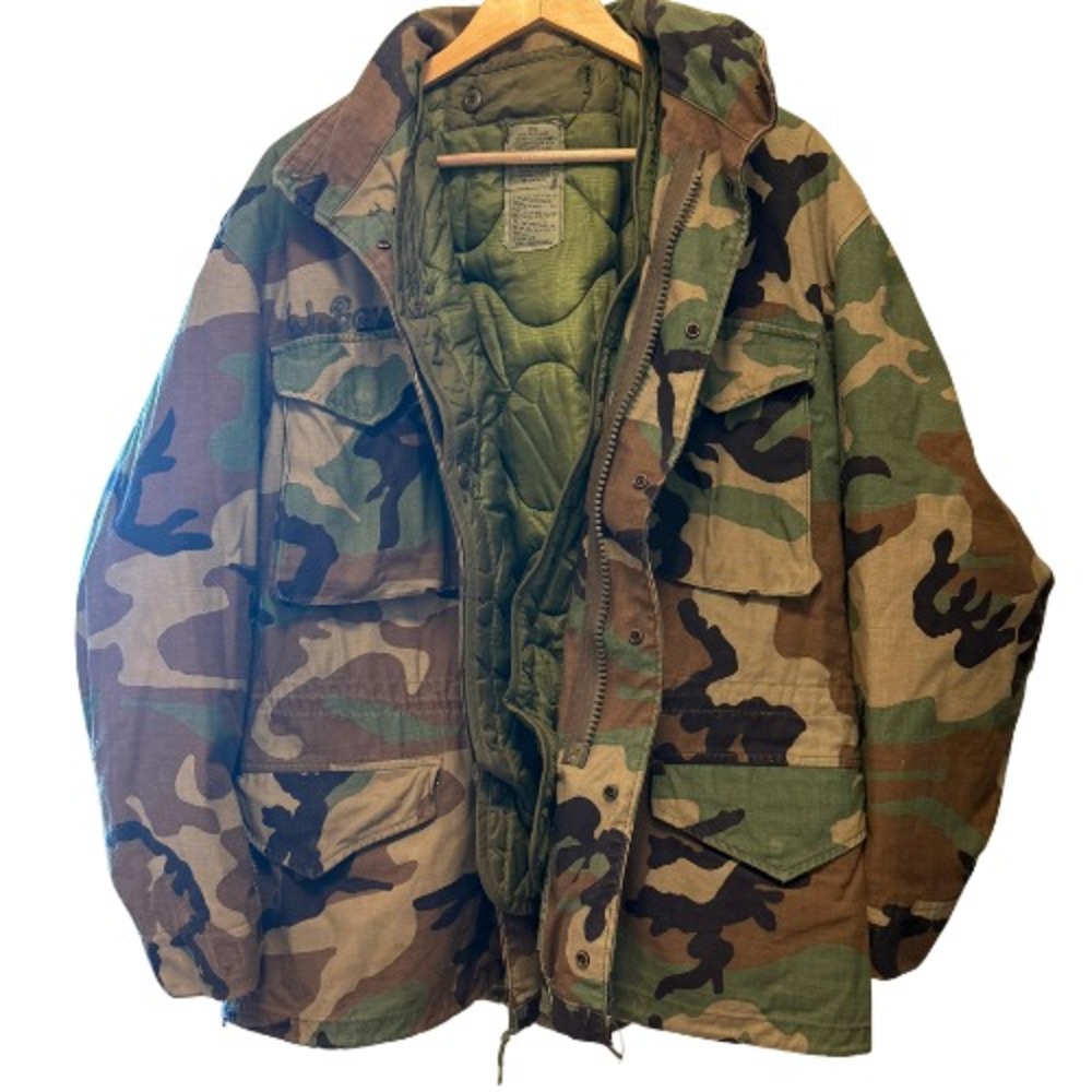 USGI M65 Field Jacket Woodland Camo Prepper Vintage Liner Hood Mens M